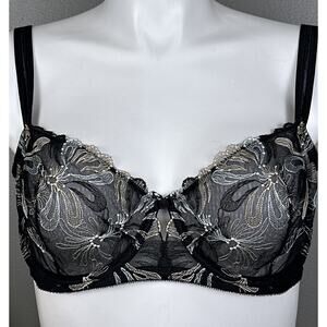 Paramour Women's Ellie Unlined Full Support Bra Size 42C Black Embroidery 115009